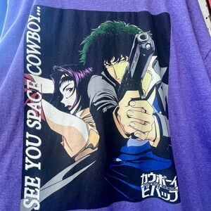 Cowboy Bebop New Adult T-Shirt XXL Purple Graphic Tee with Anime Design